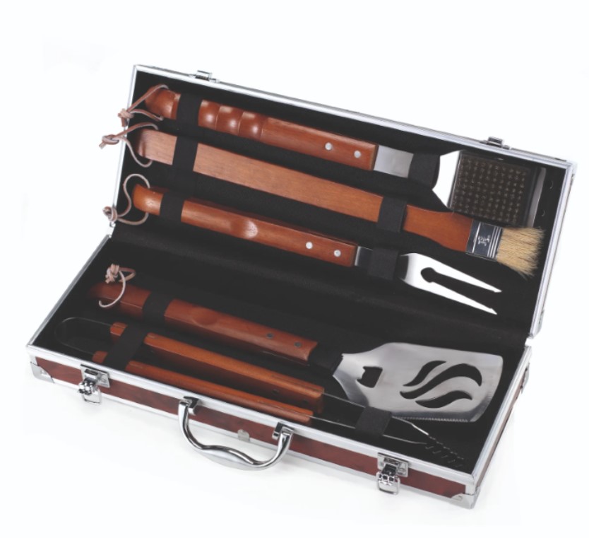 SET X BBQ 5 PZ INOX LEGNO OMPAGRILL