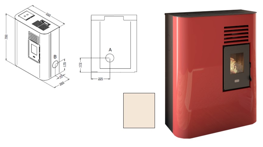 STUFA PELLET IDA  4,5KW AVORIO