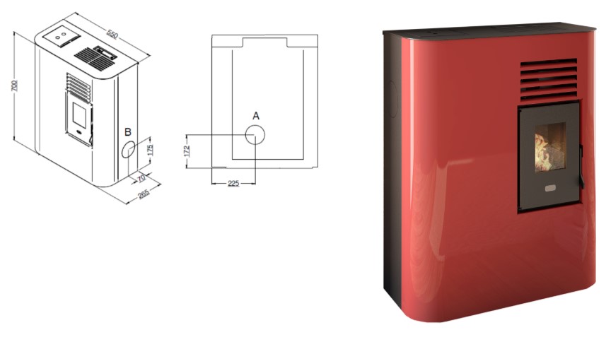 STUFA PELLET IDA  4,5KW ROSSO