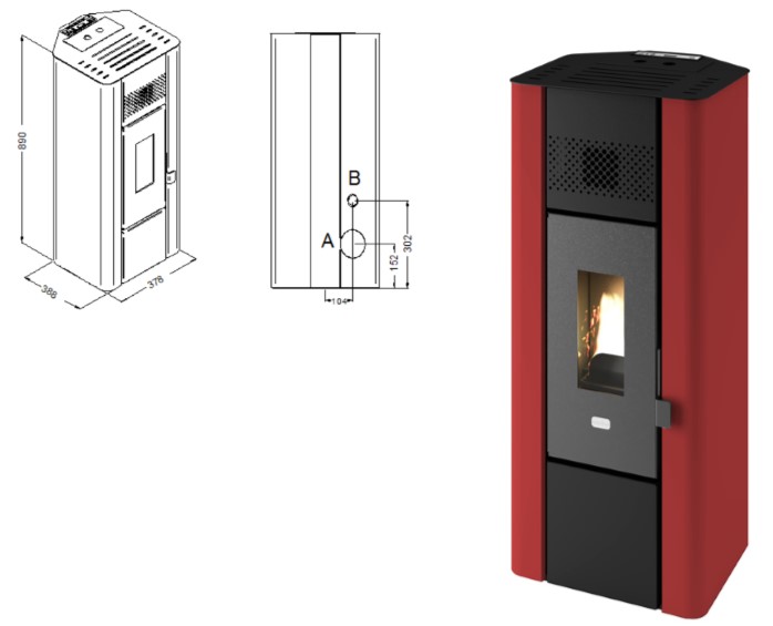 STUFA PELLET LILLI 6,3KW ROSSO