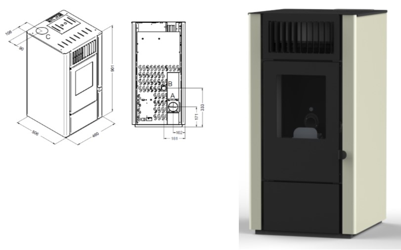 STUFA PELLET DORA 9,5KW AVORIO