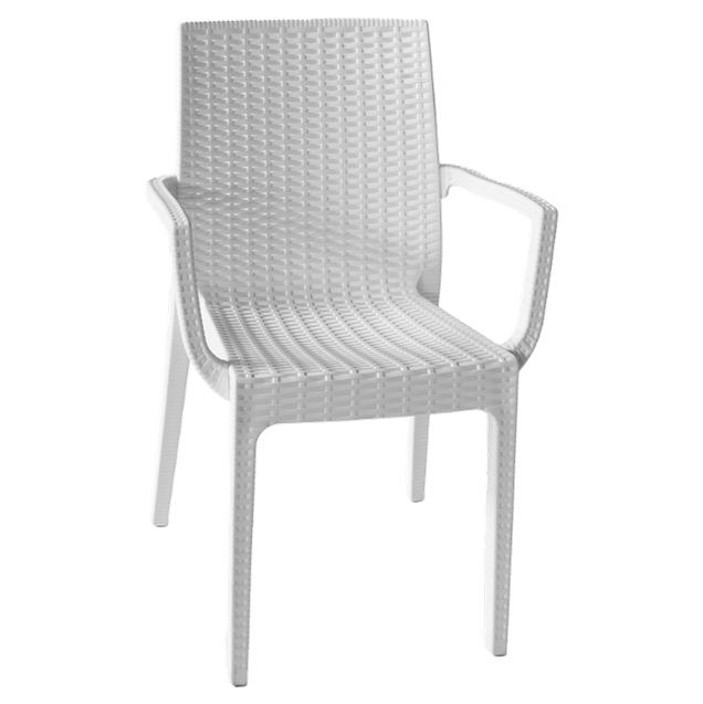 POLTRONA RESINA RATTAN BIANCO